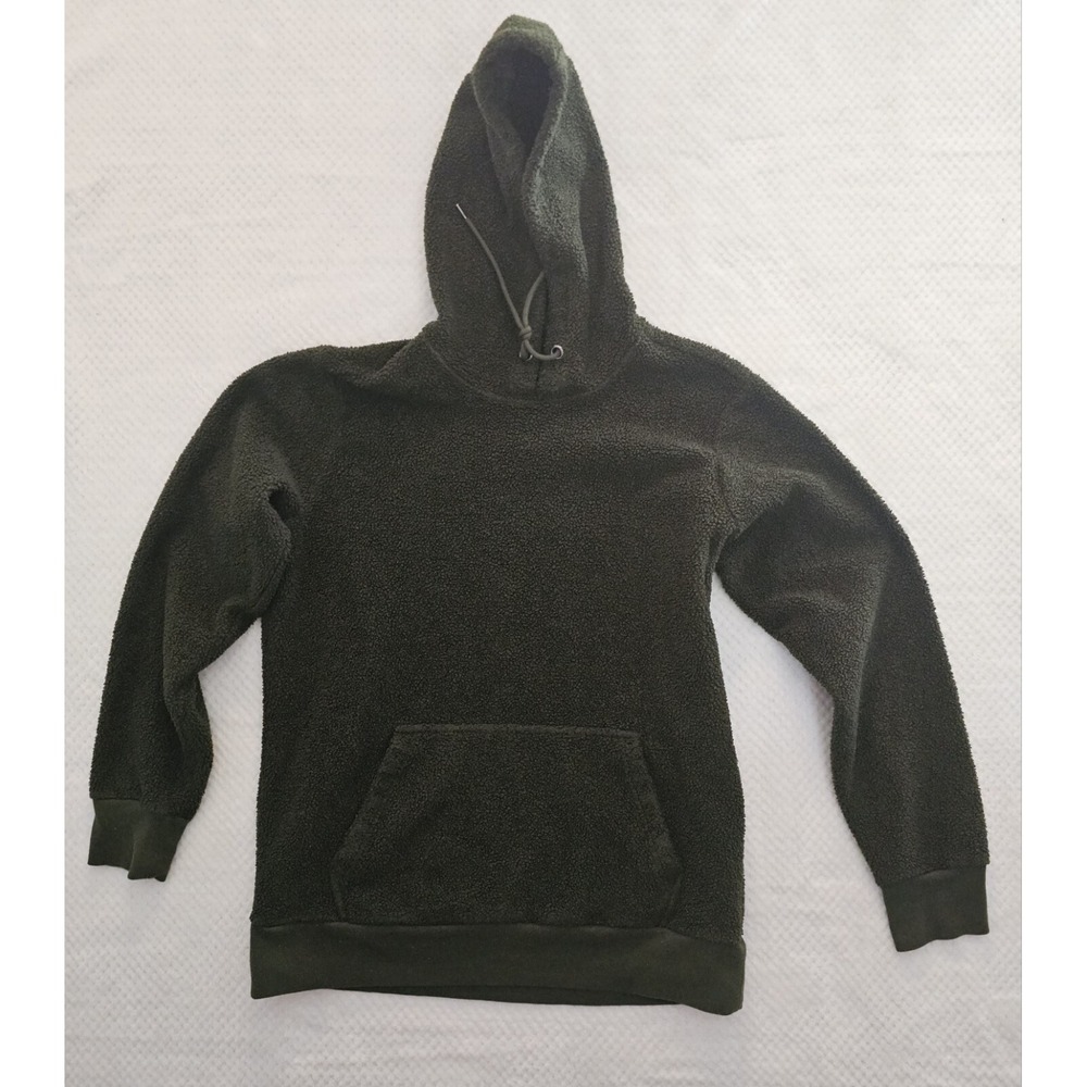 No Boundaries Sherpa Hoodie Med Teddy‎ Mossy Green Pullover Winter
